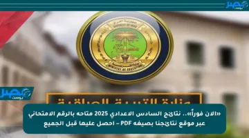 «الآن فوراً».. نتائج السادس الإعدادي 2025 متاحة بالرقم الامتحاني عبر موقع نتائجنا بصيغة PDF – احصل عليها قبل الجميع